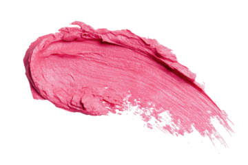Swirl of vibrant pink cosmetic product isolated on transparent background