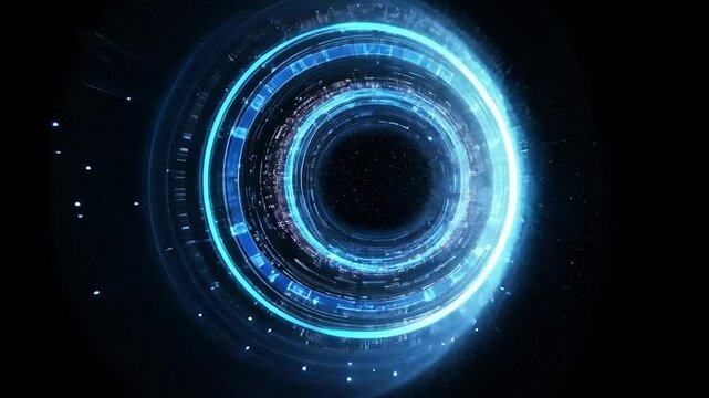 Abstract Blue Circle Digital Vortex