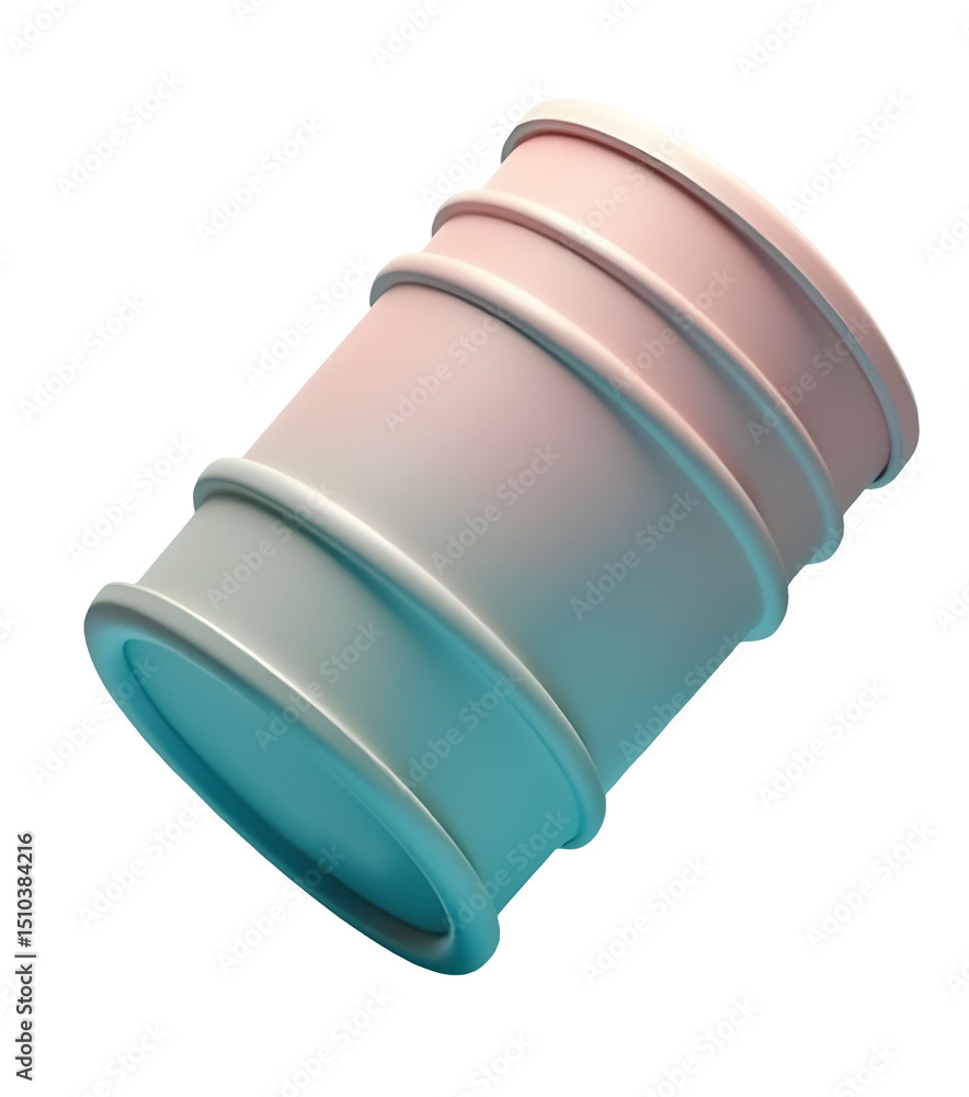 Poster tilted barrel with smooth surface and soft pastel gradient lighting