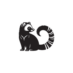 **"Mysterious Civet Vector Silhouette: Sleek Nocturnal Mammal Design Featuring Long Body, Striped Tail, and Stealthy Stance in Clean, Minimalist Style for Crafts and Digital Art"**
