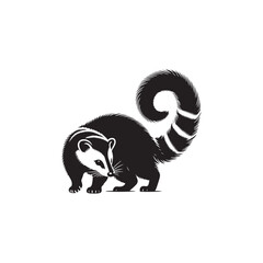 **"Mysterious Civet Vector Silhouette: Sleek Nocturnal Mammal Design Featuring Long Body, Striped Tail, and Stealthy Stance in Clean, Minimalist Style for Crafts and Digital Art"**
