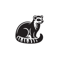 **"Mysterious Civet Vector Silhouette: Sleek Nocturnal Mammal Design Featuring Long Body, Striped Tail, and Stealthy Stance in Clean, Minimalist Style for Crafts and Digital Art"**
