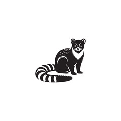 **"Mysterious Civet Vector Silhouette: Sleek Nocturnal Mammal Design Featuring Long Body, Striped Tail, and Stealthy Stance in Clean, Minimalist Style for Crafts and Digital Art"**
