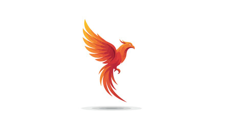 Geometric Phoenix Illustration with Vibrant Orange and Yellow Colors