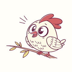 Cute cartoon grey bird with a cheerful expression, smiling on a transparent background
