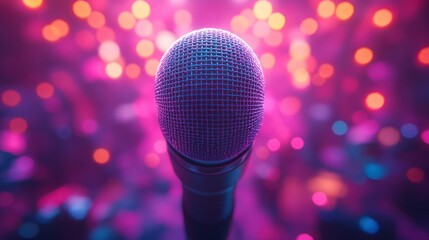 Close-up microphone on stage