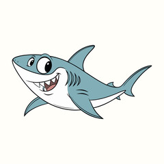 Obraz premium Happy Cartoon Shark Wearing Sunglasses Waving