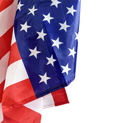 A vibrant American flag close up shot with copy space, transparent USA flag png backdrop....