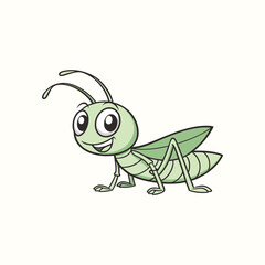 Cartoon grasshopper walking on a white background