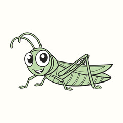 Cartoon grasshopper walking on a white background