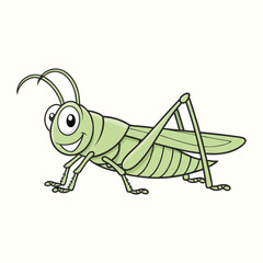 Cartoon grasshopper walking on a white background