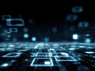 A blurry image of a city street with a lot of squares and rectangles