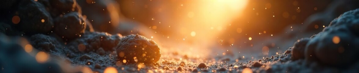 A sunbeam illuminates dust motes dancing in a sacred space, symbolizing enlightenment and spiritual vision The scene evokes a sense of peace and inner sight , hope, insight, holy