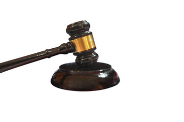 Close up of a gavel from side view, transparent