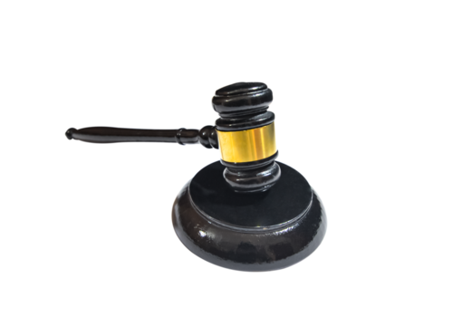 From top view of Gavel which is used in court and justice system, no backdrop. Isolated, object, judiciary