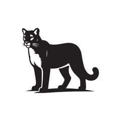 **"Powerful Cougar Vector Silhouette: Majestic Mountain Lion Design Featuring Muscular Build, Long Tail, and Stealthy Pose in Clean, Minimalist Style for Crafts and Digital Art"**
