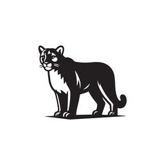 **"Powerful Cougar Vector Silhouette: Majestic Mountain Lion Design Featuring Muscular Build, Long Tail, and Stealthy Pose in Clean, Minimalist Style for Crafts and Digital Art"**
