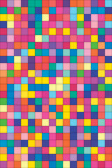 A vibrant vector background filled with tiny colorful squares creates a lively, energetic visual ideal for branding, digital media, and creative visual design.