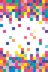 Colorful tiny squares arranged across this dynamic vector background add vibrancy and motion, great for innovative branding, digital projects, and media content.