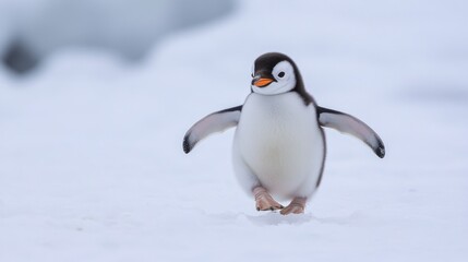 Cute penguin on snow
