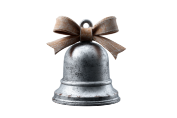 Vintage bell with a bow on a transparent background for decoration