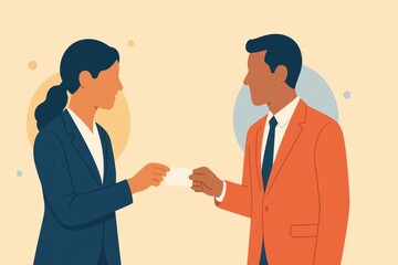 Fototapeta premium Professional Networking Interaction Between Business Partners in Modern Office Setting