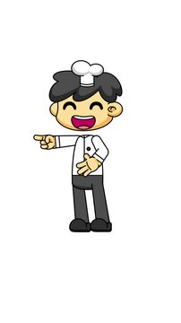 Laughing Chef, Kawaii Chibi Style Animation, White Background Greenscreen 