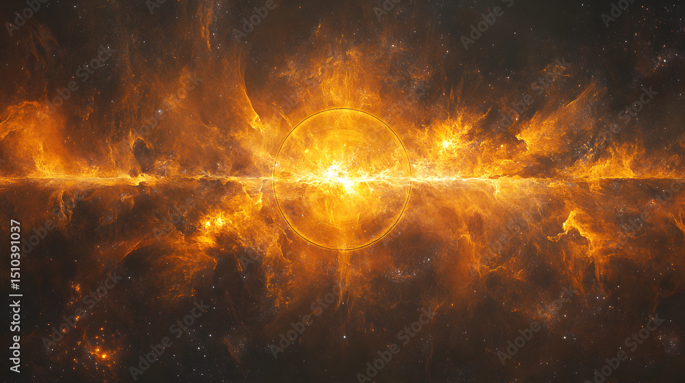 Wall mural abstract nebula with a central circular light pattern