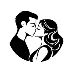 Romantic Silhouette of a Kissing Couple