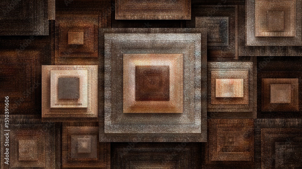 Aufkleber warm rectangular composition with taupe and ivory blocks and embossed borders