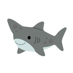 Gray shark with fin and sharp features but friendly look, great for underwater themes and kids’ ocean content