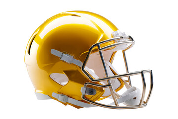 Fototapeta premium A glossy gold football helmet rests on a transparent background