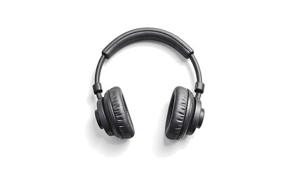 Black headphones on white background