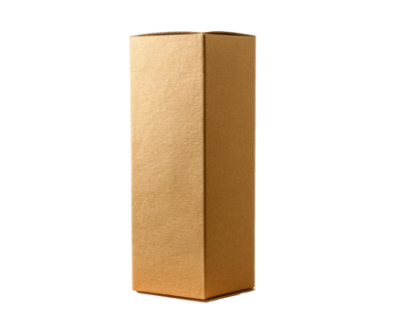 Plain brown cardboard box for packaging and shipping items on a transparent background, cut out