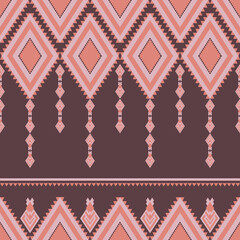 Pink Tribal Diamond Pattern with Ethnic Geometric Motif Seamless Geometric Pattern 