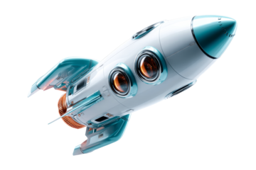 Rocket design with a futuristic look and transparent background