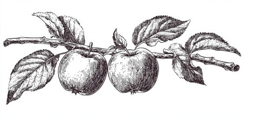 A minimalist white backdrop featuring an apple branch clipart.
