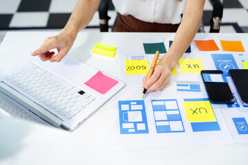UX graphic designer planning application process development prototype wireframe for web smart...
