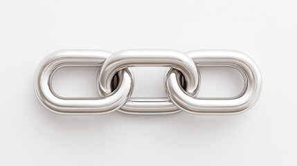 Obraz premium Silver metal chain link with smooth surface on white background