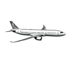 Fototapeta premium Detailed airplane illustration for aviation enthusiasts and travel design work on transparent background