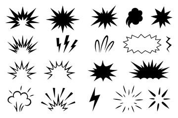 Hand Drawn Comic Speech Bubble Boom and Smoke Doodle Elements Vector Collection