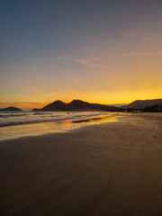 Pink sunset on beautiful beach