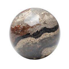 Polished Stone Sphere with Smooth Surface on Transparent Background

