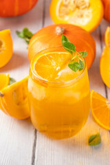 Pumpkin and orange autumn lemonade