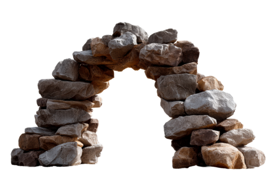 Stone arch made of large rocks in natural arrangement