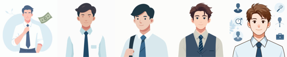 vector of a young man wearing a tie