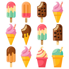 Delicious Ice Cream and Popsicle Icons Summer Treats Collection for Design Projects