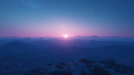 Cosmic mountain sunrise