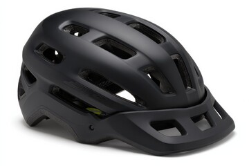 Obraz premium Sleek Black Bicycle Helmet with Ventilation Openings for Safe Cycling and Outdoor Activities, Ideal for Mountain and Road Biking Comfort and Protection