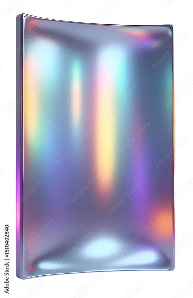 Poster iridescent panel with smooth curved surface and colorful light reflections